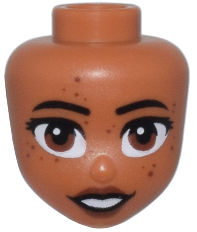 Mini Doll, Head Friends with Black Eyebrows, Reddish Brown Eyes, Freckles and Lips, and Open Mouth Smile Pattern