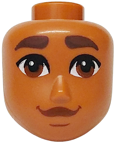 Mini Doll, Head Friends Male Large with Dark Brown Thick Eyebrows, Reddish Brown Eyes, Lips and Chin Dimple Pattern