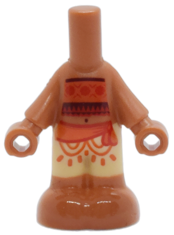 Micro Doll, Body with Molded Tan Pants and Printed Dark Red, Red and Reddish Orange Tube Top and Sash, Sienna Feet Pattern