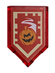 Tile, Modified 2 x 3 Pentagonal with Nexo Power Shield Pattern - Manic Pumpkin