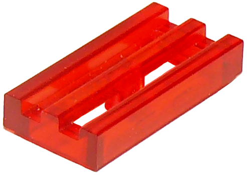 Lego 10 New Trans Red Tile Modified 1 x 2 Grille with Bottom Groove Lip Pieces
