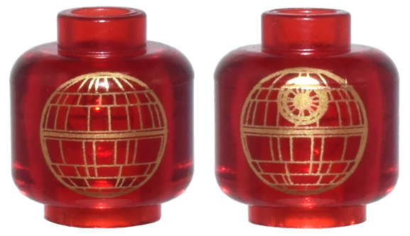 Minifigure, Head without Face with Gold SW Death Star Pattern