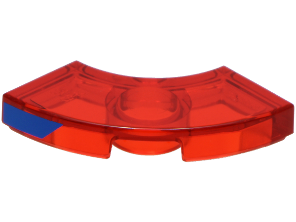 Tile, Round Corner 2 x 2 Macaroni with Bottom Stud Holder with Blue Trapezoid Pattern Model Left Side