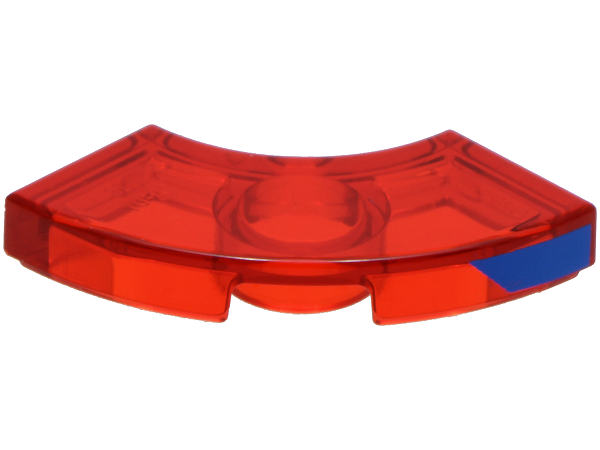 Tile, Round Corner 2 x 2 Macaroni with Bottom Stud Holder with Blue Trapezoid Pattern Model Right Side