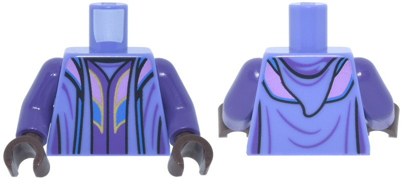 Blue violet open robe torso with gold trim