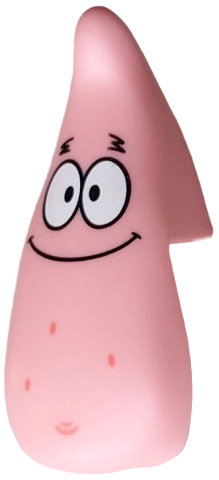 Minifigure, Head, Modified Pointed Head and Belly with Black Eyebrows and Mouth, White Eyes, Coral Spots and Belly Button Pattern