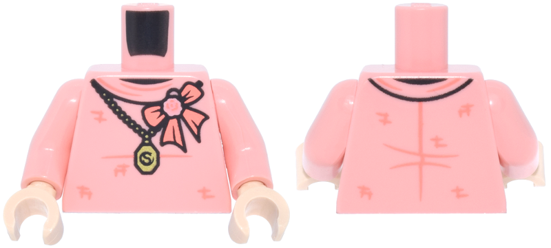 Warm pink blouse torso with coral crosshatch