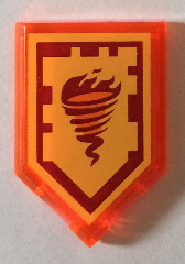 Tile, Modified 2 x 3 Pentagonal with Nexo Power Shield Pattern - Fire Tornado