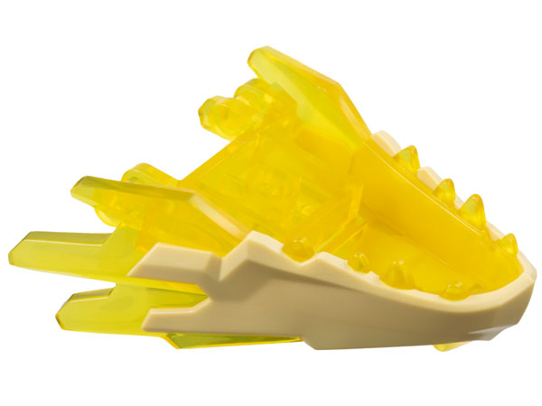 Dragon Head (Ninjago) Jaw with Spikes, 4 Studs and 2 Bar Handles with Molded Tan Face Pattern