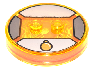 Dimensions Toy Tag 4 x 4 x 2/3 with 2 Studs and Trans-Orange Bottom with Gold Circle Pendant on Light Bluish Gray Background Pattern (Tina Goldstein)