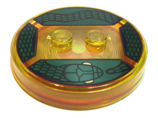 Dimensions Toy Tag 4 x 4 x 2/3 with 2 Studs and Trans-Orange Bottom with Black Snake with White Eyes on Dark Green Background Pattern (Lord Voldemort)