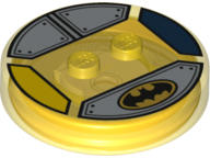 Dimensions Toy Tag 4 x 4 x 2/3 with 2 Studs and Trans-Orange Bottom with Batman Logo on Silver Armor Plates Background Pattern (Excalibur Batman)