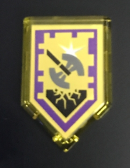 Tile, Modified 2 x 3 Pentagonal with Nexo Power Shield Pattern - Shining Axe