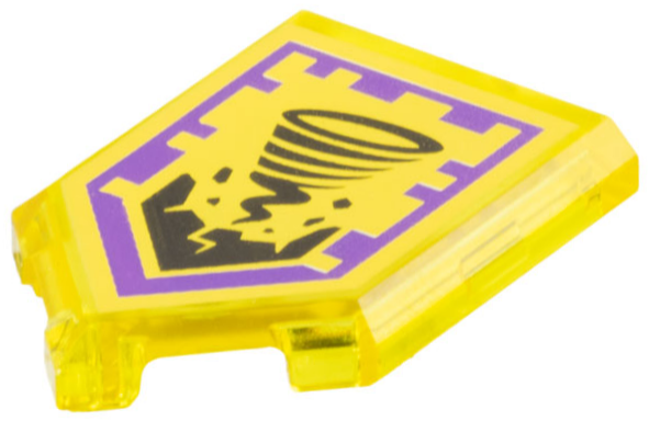 Tile, Modified 2 x 3 Pentagonal with Nexo Power Shield Pattern - Rock Twister