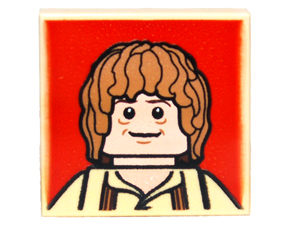 Tile, Modified 2 x 2 Inverted with Bilbo Baggins on Red Background Pattern