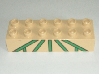 Duplo, Brick 2 x 6 with Green Girder Pattern