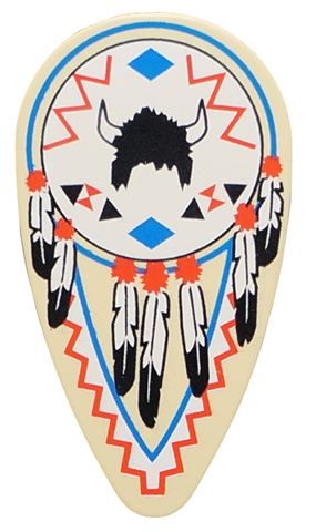 Minifigure, Shield Oval with Feathers and Helmet Pattern