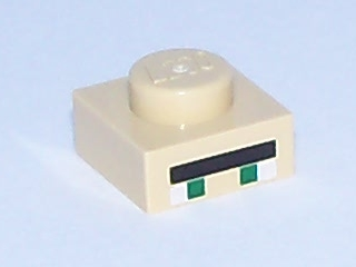 Plate 1 x 1 with 2 Green and 2 White Squares, Long Black Rectangle Pattern (Minecraft Villager Eyes)