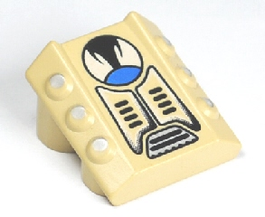 Brick, Modified 2 x 2 No Studs, Sloped with 6 Side Pistons Raised with Duster Pattern