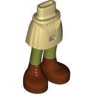 Mini Doll Hips and Skirt with Molded Olive Green Legs and Printed Dark Brown Shoes with Copper Dots Pattern - Thin Hinge