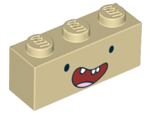 Brick 1 x 3 with Face Black Eyes, Wide Open Red Smile with 3 Teeth with Gap and Tongue Pattern (Finn)