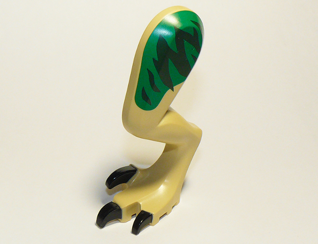 Dinosaur Leg Large (Rear) Indoraptor / Baryonyx / Therizinosaurus Left with Pin, Black Claws with Dark Green Stripes on Green Background Pattern