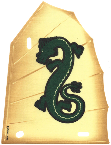 Cloth Sail Junk with Dark Green Oriental Dragon Pattern