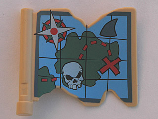 Duplo Flag 3 x 2 1/3 with Ragged Edge, Handle, and Treasure Map Pattern