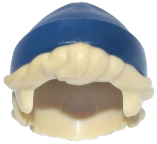 Mini Doll, Hair Combo, Hair with Hat, Short Tousled with Molded Dark Blue Beanie / Knit Cap Pattern