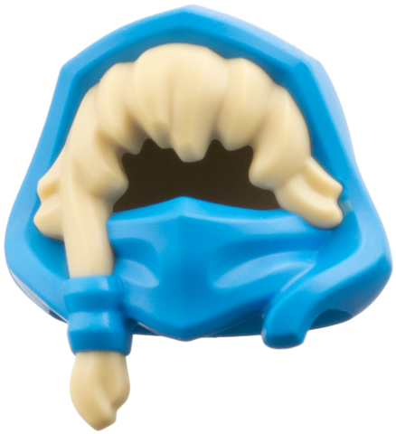 Minifigure, Hair Combo, Hair with Molded Dark Azure Hood and Mask Pattern