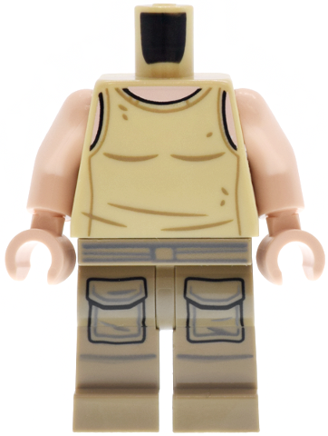 Body SMART Minifigure, Torso with Dark Tan Hips and Legs with SW Luke Skywalker Tank Top and Pockets Pattern / Light Nougat Arms / Light Nougat Hands
