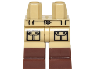 Hips and Legs with Molded Reddish Brown Lower Legs / Boots and Printed Black Belt Loops, Button and Pockets with Flaps Pattern