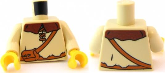 Torso Castle Kingdoms Peasant Shirt with Brown Collar and Shoulder Bag Pattern / Tan Arms / Yellow Hands