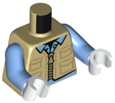 Torso Safari Vest with Dark Tan Zipper and Pockets over Medium Blue Shirt Pattern / Medium Blue Arms / White Hands