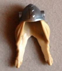 Minifigure, Hair Long with Metallic Silver Viking Helmet with Side Holes Pattern