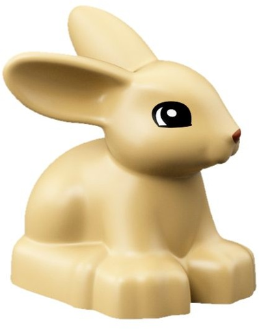 Duplo Bunny / Rabbit Head Turned Left with Eyes Top Semicircular and Reddish Brown Nose Pattern