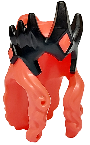 Minifigure, Hair Long Wavy with Bun with Molded Black Crown, Band and Wings Pattern