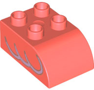 Duplo, Brick 2 x 3 Slope Curved with Lavender Feathers Pattern on Both Sides