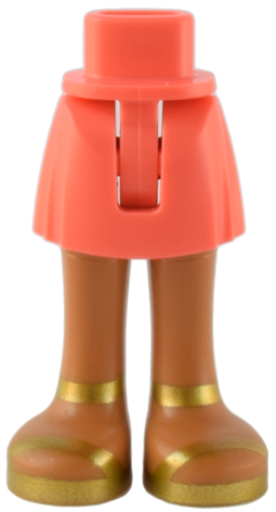 Mini Doll Hips and Skirt with Molded Medium Nougat Legs and Printed Gold Sandals Pattern - Thin Hinge
