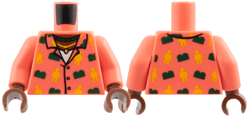 Coral Hawaiian aloha shirt torso