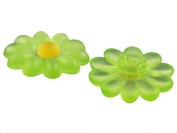 Clikits, Icon Flower 10 Petals 2 x 2 Large with Pin, Frosted with Fixed Trans-Yellow Center Cabochon