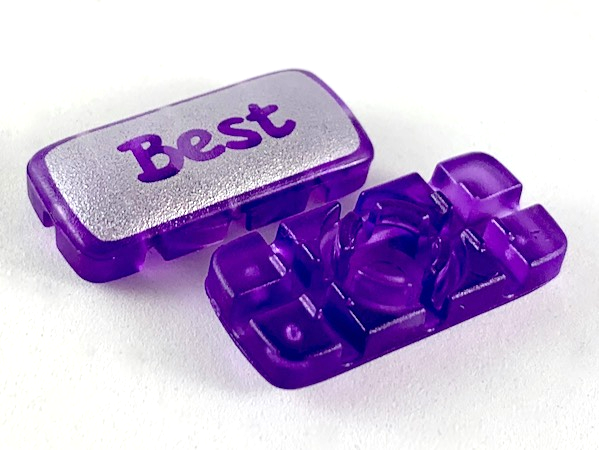 Clikits, Icon Rectangle 3L with Hole with 'Best' on Silver Background Pattern