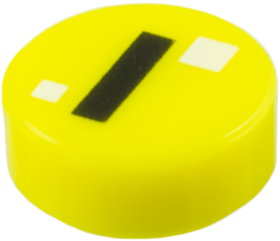 Tile, Round 1 x 1 with Eye with Black Line, 2 White Squares Pattern