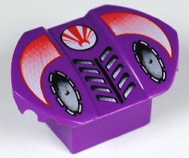 Brick, Modified 2 x 2 No Studs, Sloped with Flared Wings with Warrior Pattern