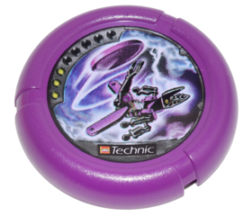 Throwing Disk with Throwbot Electro / Slizer Energy 3 Pips, LEGO Technic Logo, and Robot Throwing Disk Pattern