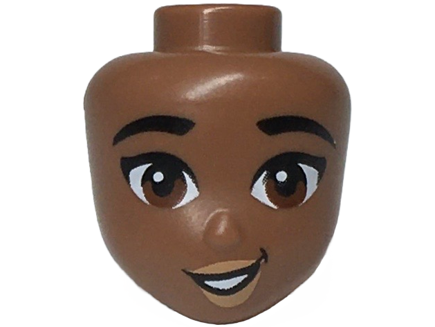 Mini Doll, Head Friends with Thick Black Eyebrows, Reddish Brown Eyes, Light Nougat Lips, and Open Mouth Smile Pattern