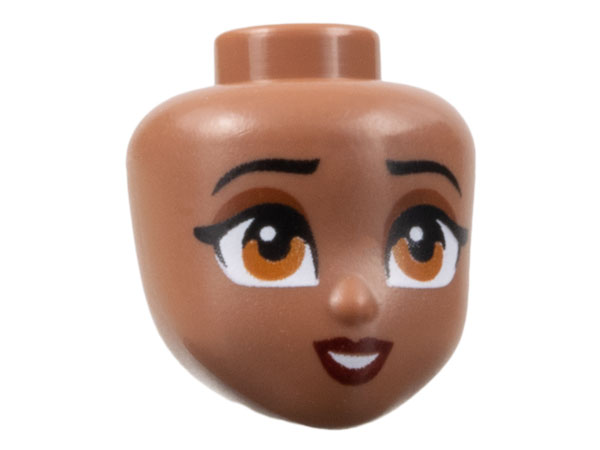 Mini Doll, Head Friends with Black Eyebrows, Reddish Brown Eye Shadow, Dark Orange Eyes, Dark Red Lips, Open Mouth Smile Pattern