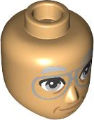 Mini Doll, Head Friends Male Large with Light Bluish Gray Eyebrows and Eyes, Silver Glasses, Closed Mouth Pattern