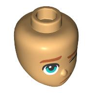 Mini Doll, Head Friends with Dark Orange Eyebrows, Mouth and Chin Dimple, Dark Turquoise Right Eye and Closed Left Eye Pattern