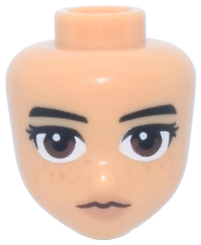Mini Doll, Head Friends with Black Eyebrows and Eyelashes, Dark Brown Eyes, Medium Nougat Freckles and Nougat Lips Pattern